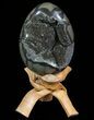 Septarian Dragon Egg Geode - Black Crystals #72065-1
